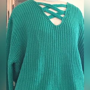 Ashley Stewart Oversized Crisscross Neck and Back Sweater NWT.